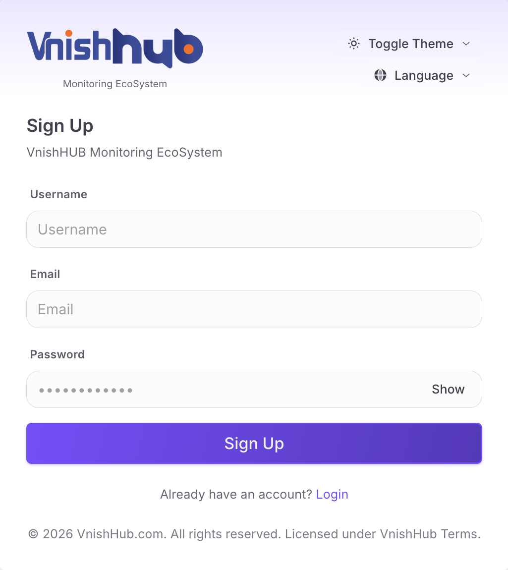 Login page