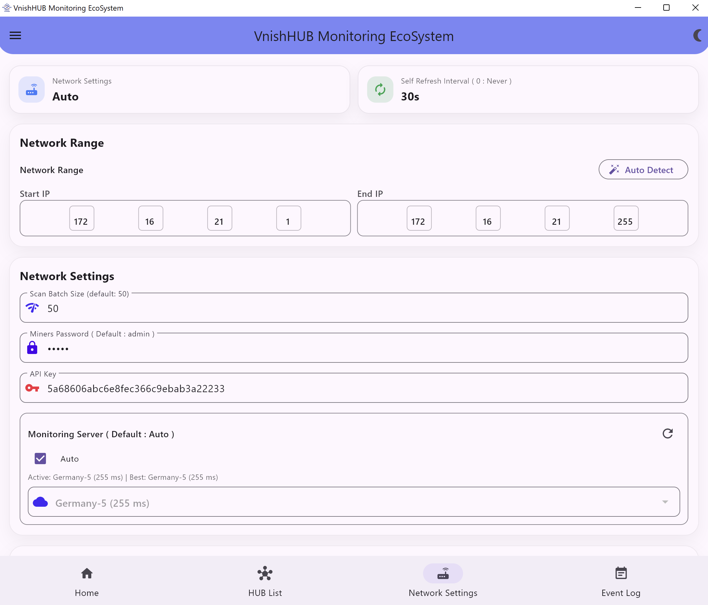 Network settings